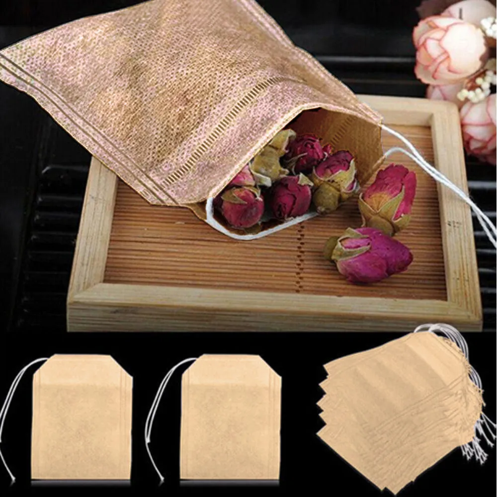 100 Pcs Disposable Tea Bags Teabag Filter Empty Teabag Herb Loose Leaf Sachet