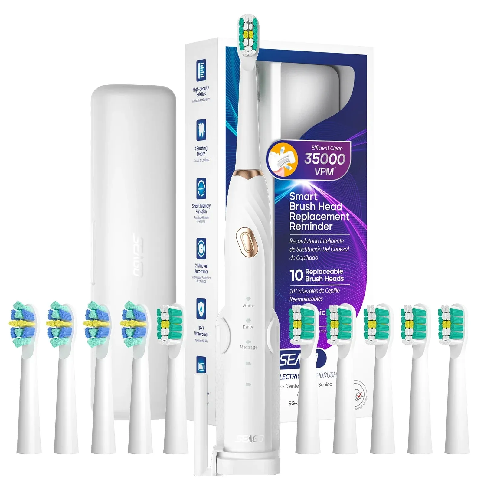 3 Mode Sonic Toothbrush 3 Brush Heads Ergonomic Design
