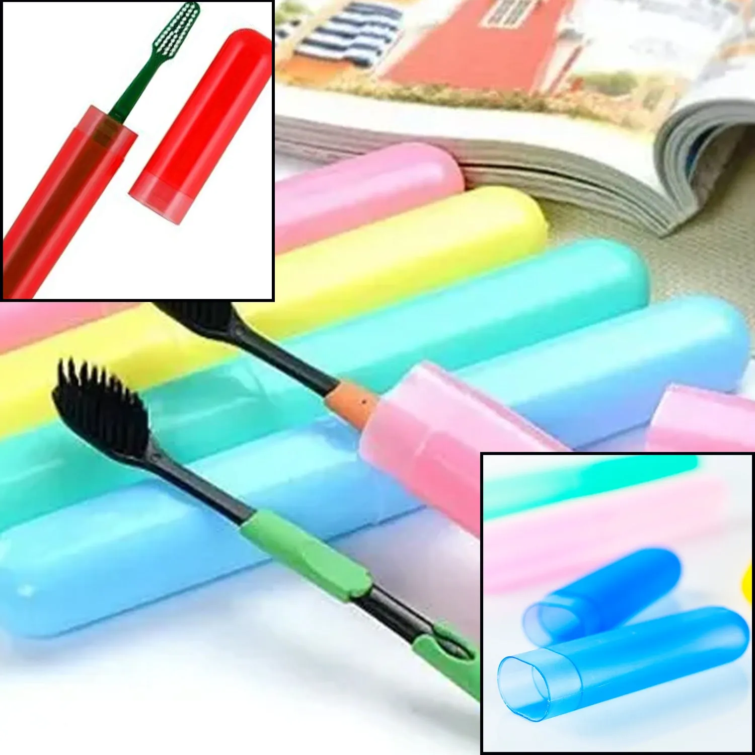 4pc Plastic Toothbrush Cover, Anti Bacterial Toothbrush Container- Tooth Brush Travel Covers, Case, Holder, Cases