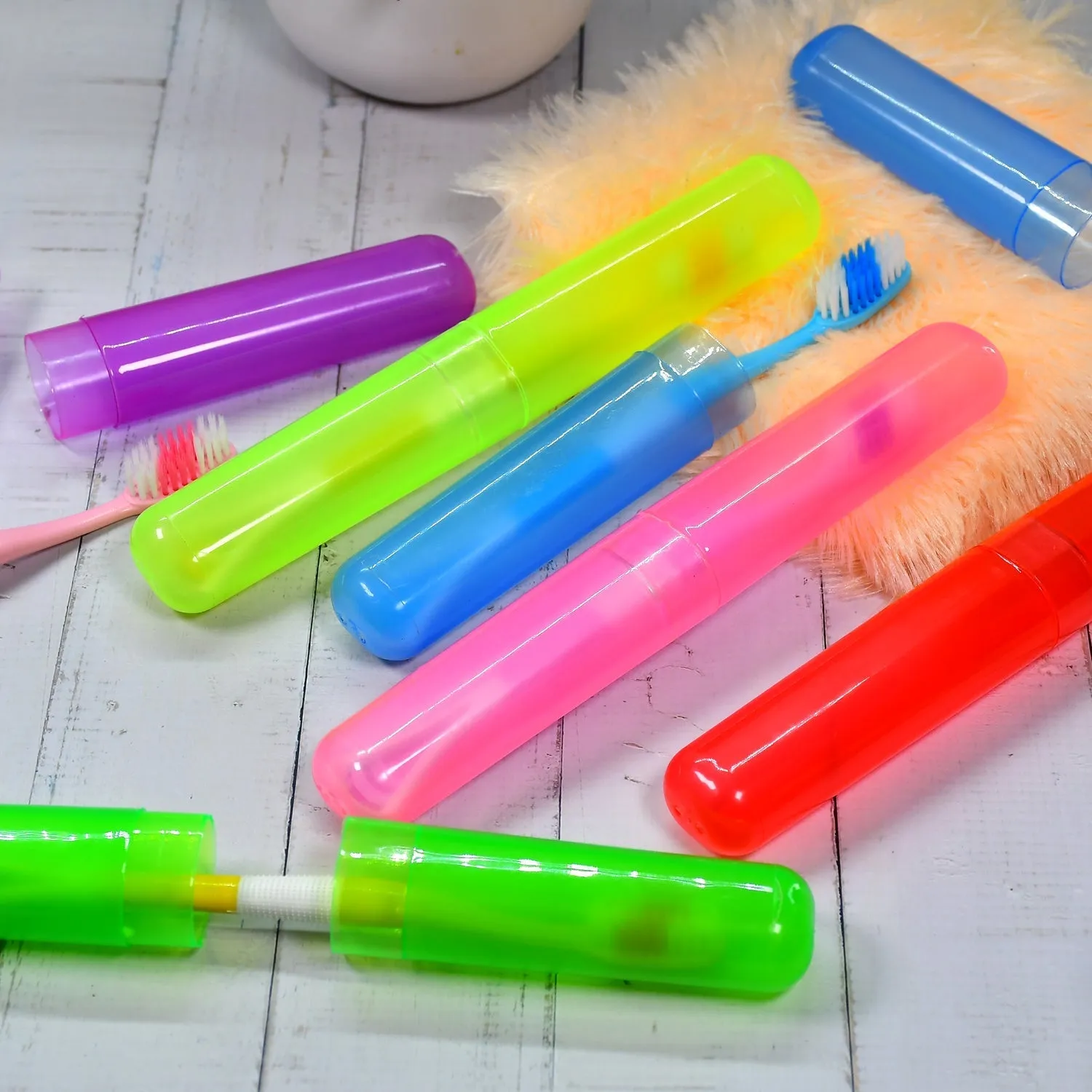 6Pc Plastic Toothbrush Cover, Anti Bacterial Toothbrush Container- Tooth Brush Travel Covers, Case, Holder, Cases