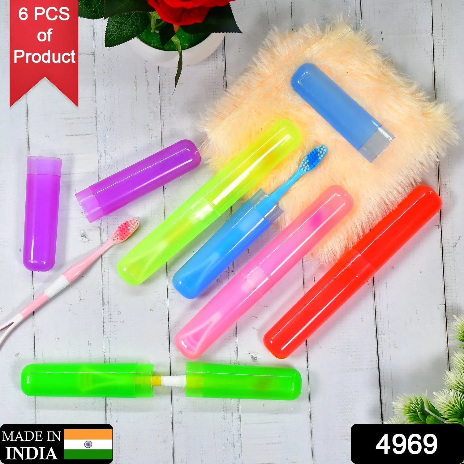 6Pc Plastic Toothbrush Cover, Anti Bacterial Toothbrush Container- Tooth Brush Travel Covers, Case, Holder, Cases
