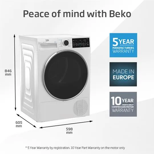 Beko BDPB904HW 9kg Hybrid Heat Pump Dryer (White)