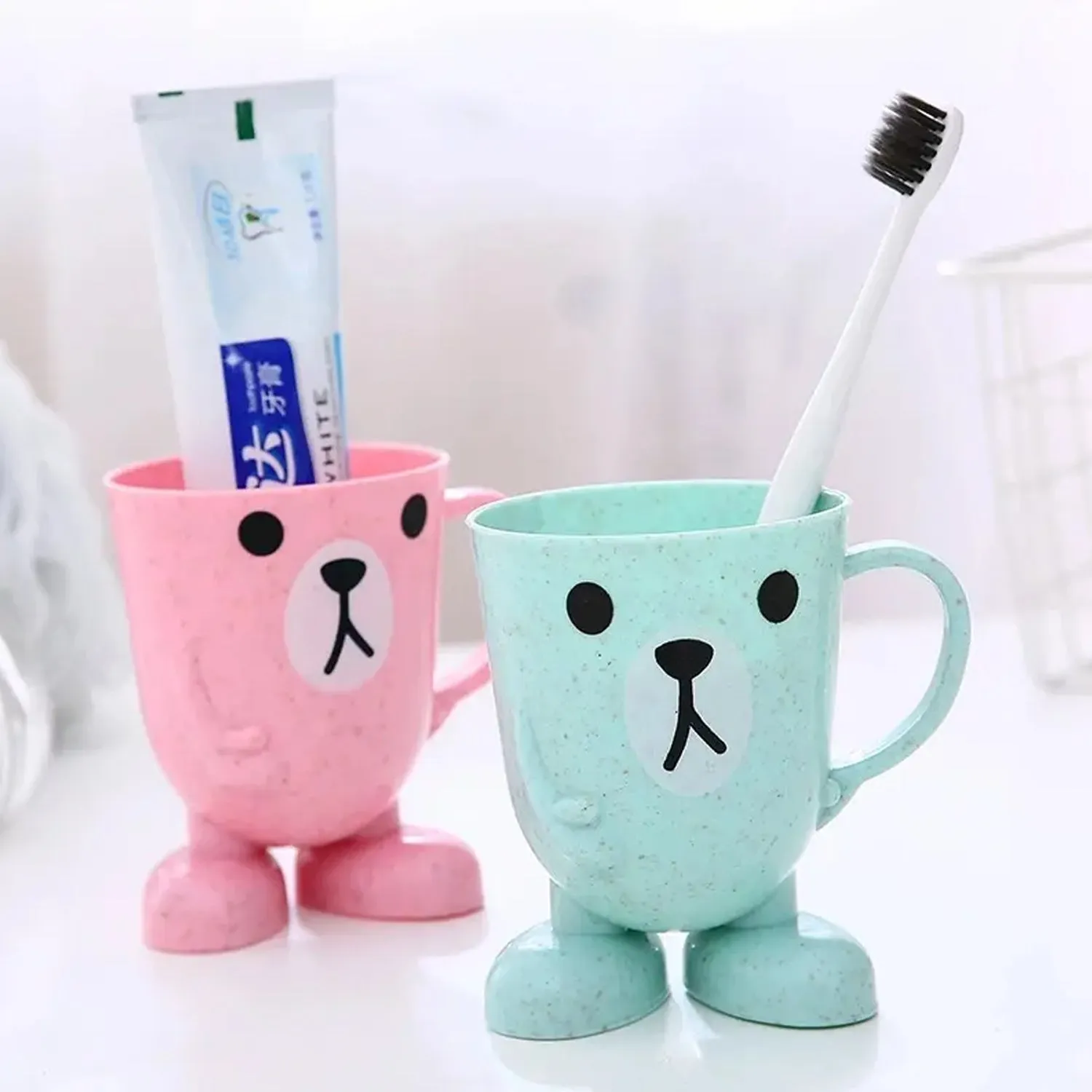 Children's Toothbrush Holder & Brushing Cup with Handle for Mouthwash & Milk