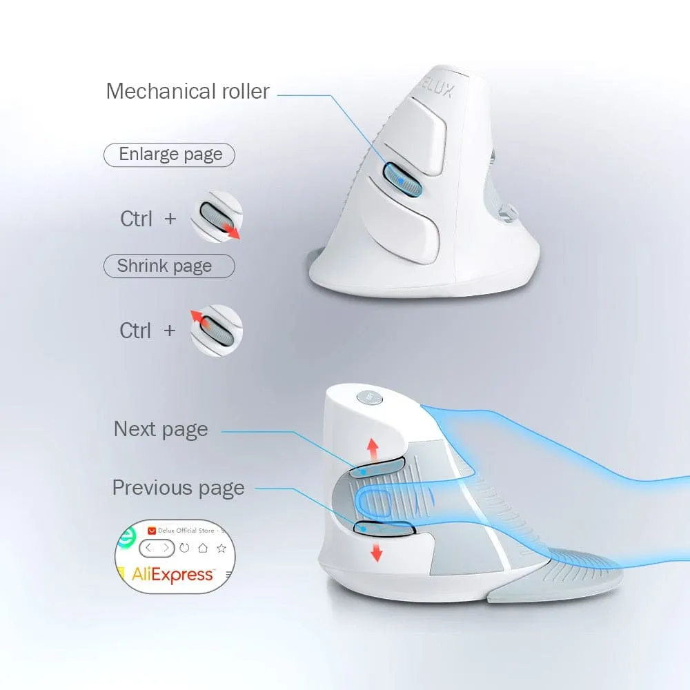 Ergonomic Design Wireless 6 Buttons Vertical Mouse