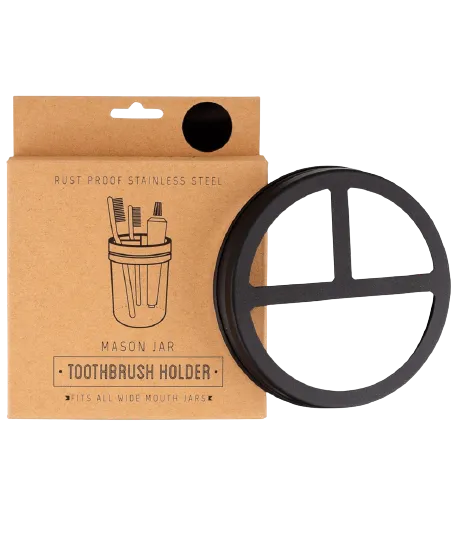 Jarmazing, Black Mason Jar Toothbrush Holder Lid  for Wide Mouth Jars