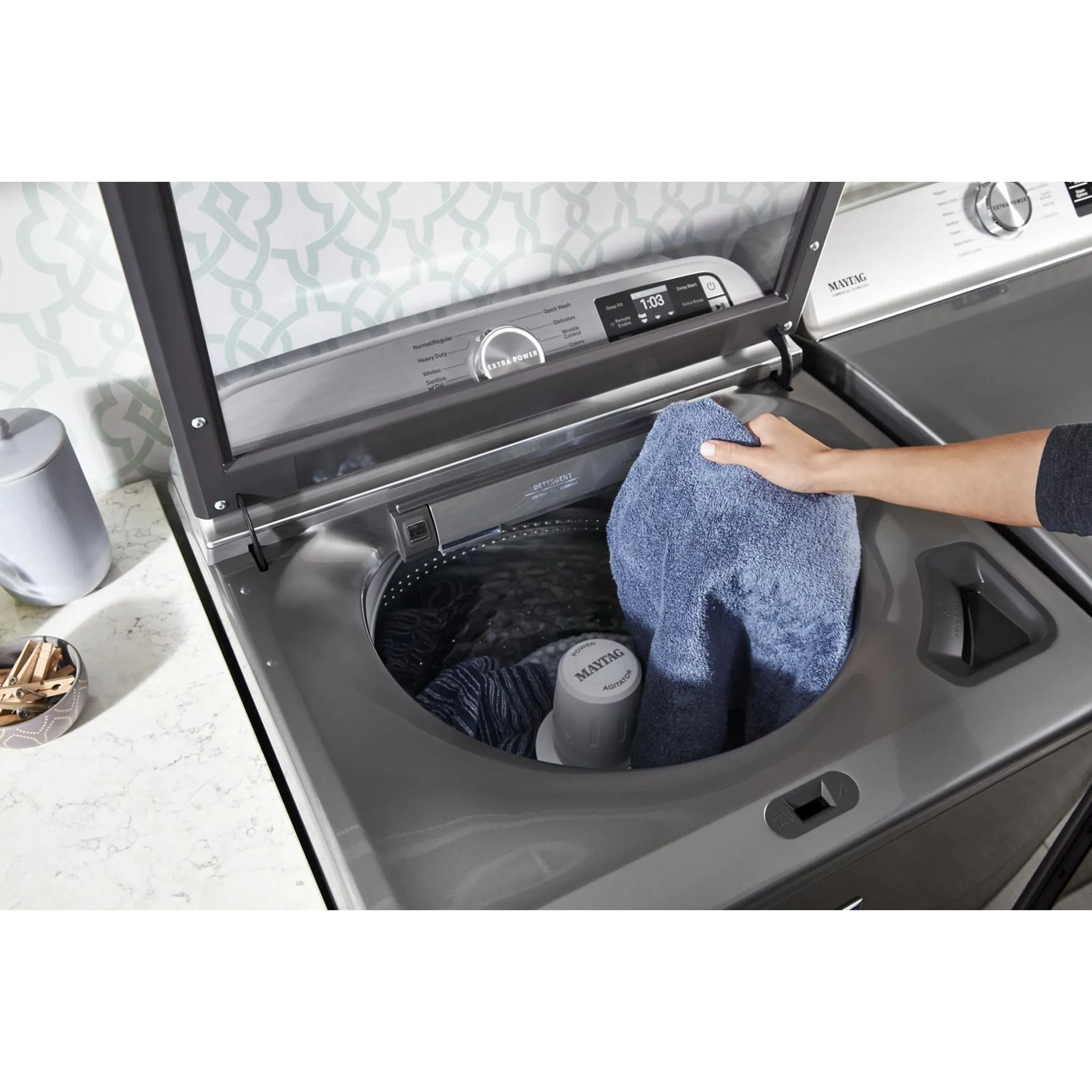 Maytag Smart Top Load Gas Dryer with Extra Power Button - 7.4 cu. ft. (MGD7230HC)