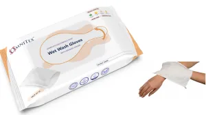 Omnitex Bed Bath Wet Wash Gloves with barrier cream, rectangular shaped 10pk