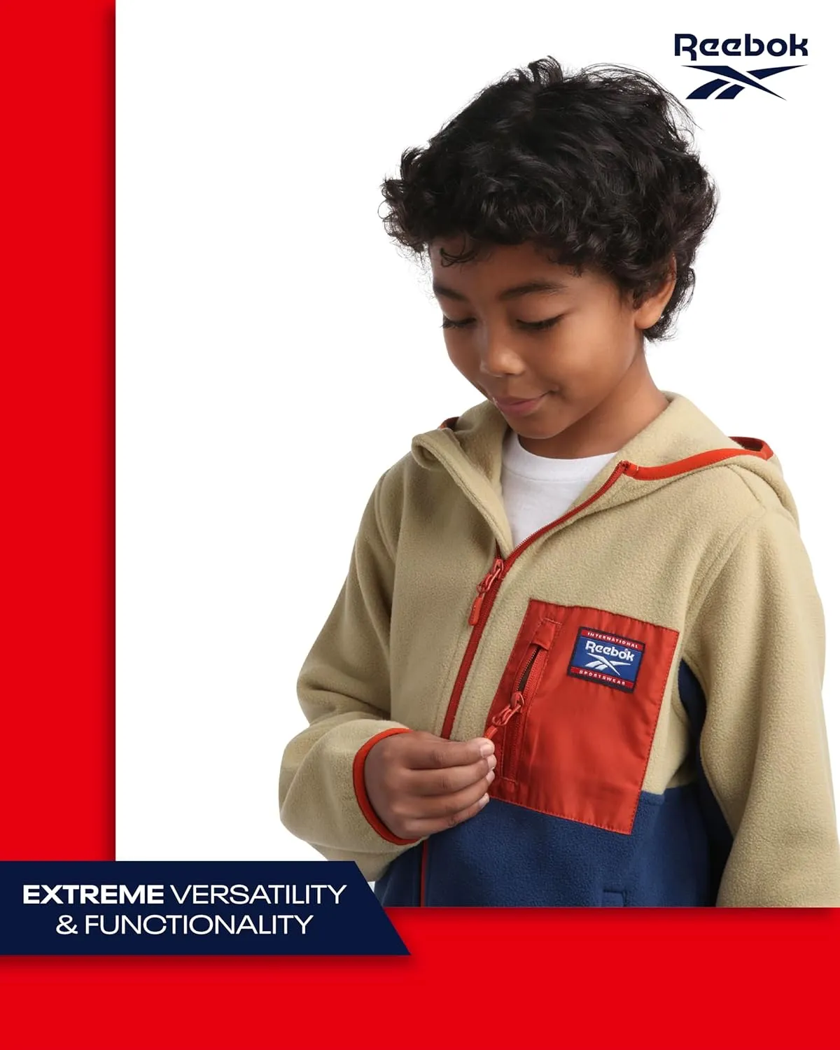 Reebok Boys' Jacket - Warm Polar Fleece Zip Up Hoodie Jacket for Boys - Lightweight Athletic Boy's Comfort Hoodie (4-20)