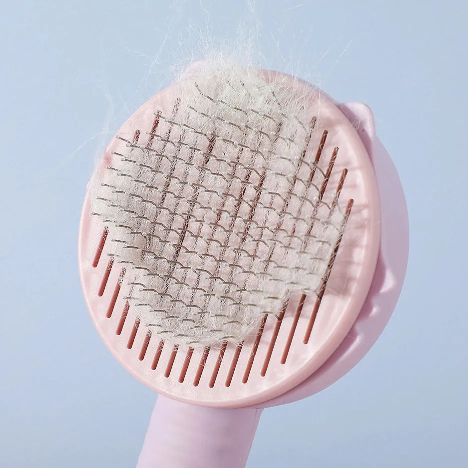 Self-Cleaning Cat and Dog Hair Brush with One-Click Fur Removal