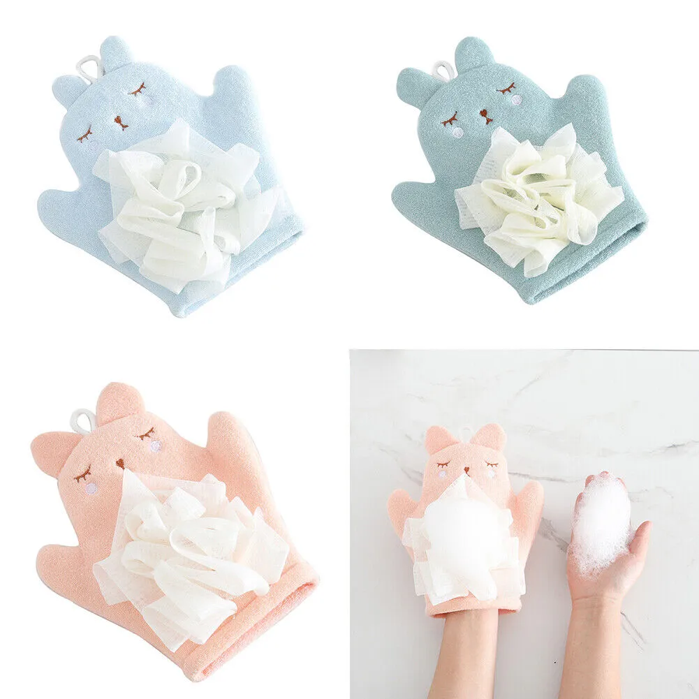 US 3-5 Pack Baby Kids Bath Lily Shower Gloves Sponge Hand Puppet Bath Wash Mitt
