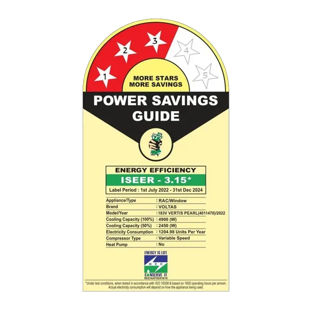 VOLTAS 183V Vertis Pearl  2 in 1 Convertible 1.5 Ton 3 Star Inverter Window AC with Anti Dust Filter (Copper Condenser)